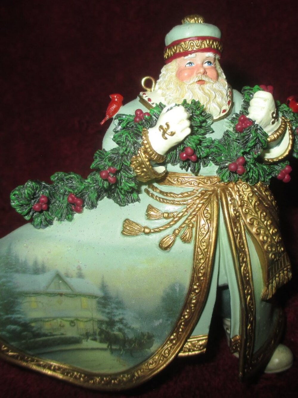 Thomas Kinkade Old World Santa Ornament Ashton Drake Bringing Home the Tree
